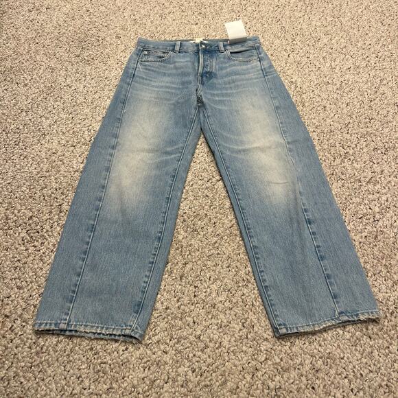 NWT Madewell Pierced Barrel Leg Jeans Sz 24 Petite Light Wash Denim - Picture 1 of 6